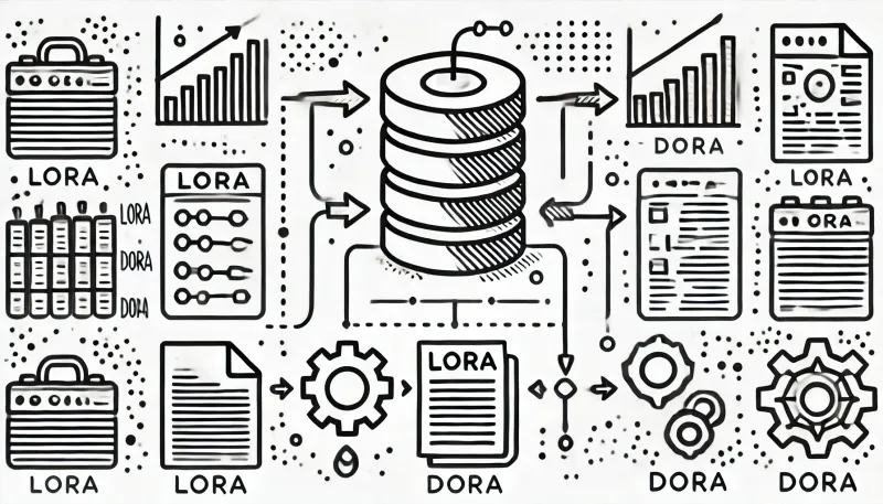 Concept illustration for LoRA and DoRA fine-tuning techniques.